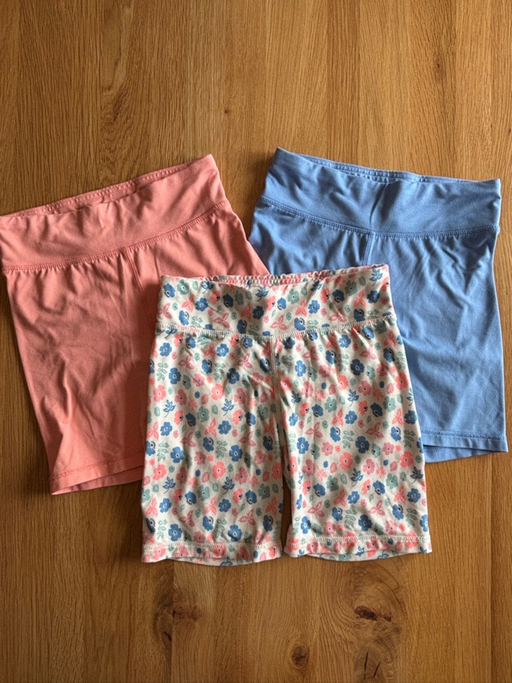 Kids Floral & Solid Comfort Bike Shorts - Pink, Blue, White